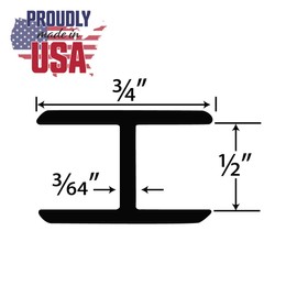Outwater Plastic H Channel Fits Material 1/2 Inch Thick Black Styrene Divider Moulding 46 Inch Length (Pack of 2)