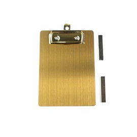 Stainless Steel Magnetic Clipboards, Metal Clipboards with Flat 304 Clip, Black Boards for Refrigerator, Cooking Recipe Rails, Message Boards (Golden-A6)