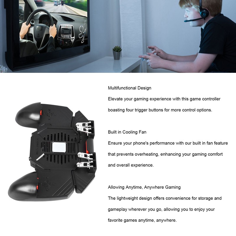 Mobile Game Controller with Cooling Fan ABS Portable Mobile Game