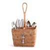 Vagabond House Coastal Woven Rattan Silverware Organizer, Natural Eco-Friendly 4-Compartment