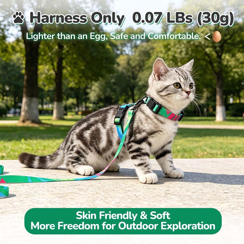 YooxArmor Adjustable Cat Harness and Leash Set, Escape Proof Kitten