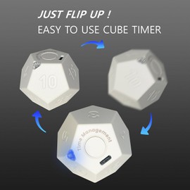 CREAVIVA Cube Pomodoro Timer - Flip to Start Countdown, Rechargeable Mini Productivity Timer for Study, Office, 11 Preset Times, Silent/Vibration, Time Management Tool for Kids & ADHD (White)