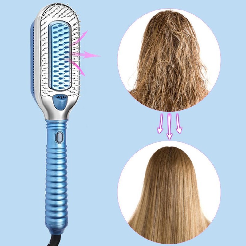 Hair Straightener Brush Ice Therapy Professional Negative Ion Cold Wind