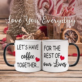 Fatbaby Lets Have Coffee Together For The Rest Of Our Lives - Juego de tazas de café para el día de San Valentín, regalos de compromiso para parejas, regalo de boda para parejas y despedidas de