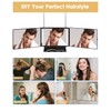 Dripex 3 Way Mirror with Storage Shelf, Trifold Self Haircut