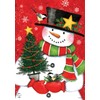 Christmas Tree Snowman House Flag Chickadee Snowflakes 28" x 40"