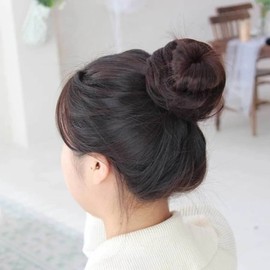 Dumpling hair wig natural brown up-style ponytail hairpin (WFHO1B6) / 만두머리 가발 자연갈색 업스타일 묶은머리 머리핀 (WFHO1B6)