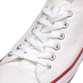 CCSOFTIME Premium Flat Shoelaces, Extremely Tear-Resistant, 8 mm Wide, for Trainers, Sports Shoes, Trainers, Chucks, Replacement Shoelaces for Women, Men, Children, 10 Colours, 11 Length, White