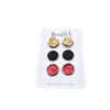 Red Gold and Black Druzy Stud Earring Set - Holiday