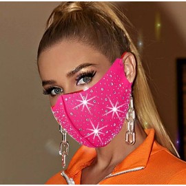 Fashion Adjustable Fashion Glitter Sparkly Rhinestones Hot Pink sequins Glam face mask
