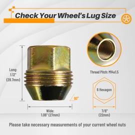 MIKKUPPA OEM M14x1.5 Lug Nuts - Replacement for 1999-2022 Chevy Silverado 1500 GMC Sierra, 1988-2000 C1500 C2500, 2001-2022 Chevy Tahoe, 9591772 9595175 Open Factory Wheel Lug Nut (24PCS)
