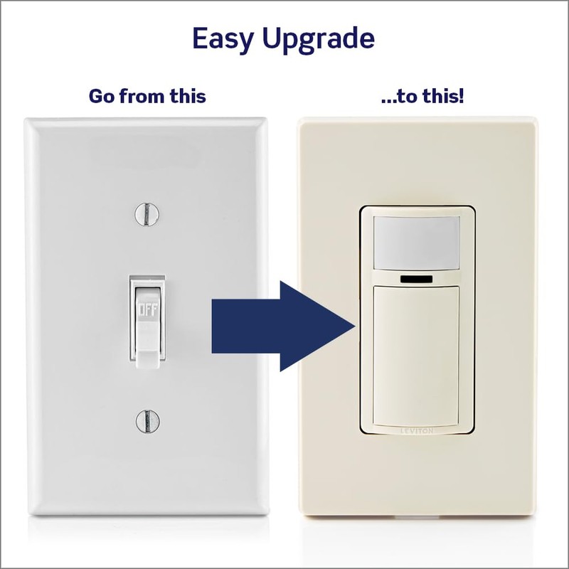 Leviton DOS02-1LT Motion Sensor Light Switch, Motion Activated, Auto-On/Auto-Off or
