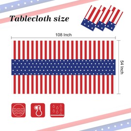 3 Pack Patriotic Tablecloth, Disposable Plastic Tablecloth 54" x 108" Patriotic Decorations, Birthday Party Table Cloth for Kids, Patriotic Themed Party Supplies for Outside, Picnic, Camping, Memorial | Childom