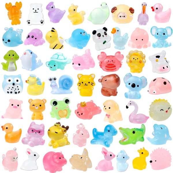 52Pcs Luminous Mini Resin Animals 52 Styles Miniature Glow in