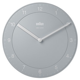 Braun Classic Radio Wall Clock for Central European Time Zone (DCF/GMT+1) with Quiet Movement, Easy to Read 20 cm Diameter in Grey, Model BC06G-DCF