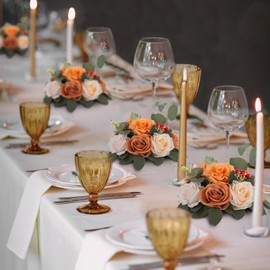 BLOSMON Terracotta Flowers for Wedding Decorations: 6 Pcs Artificial Rose Flower Balls for Table Centerpieces - Fake Silk Kissing Floral Arrangements for Home Party Event DIY Decor