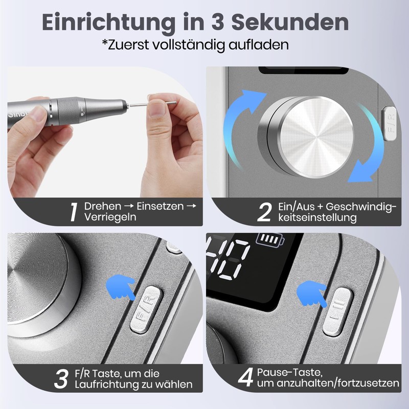 Delanie Electric Nail Cutter 40000 RPM for Gel Nails Acrylic