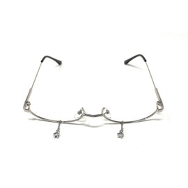 TOKYO GOODS MARKET Charm with No Lens Oval Half Rim Date Glasses Bottom Frame Fashion Glasses Moe Glasses One Size Fits Most, Silver