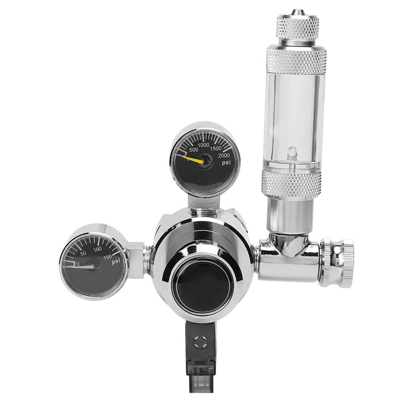 Stainless Steel Aquarium CO2 Bubble Regulator Electromagnetic Water Plants Cylinder