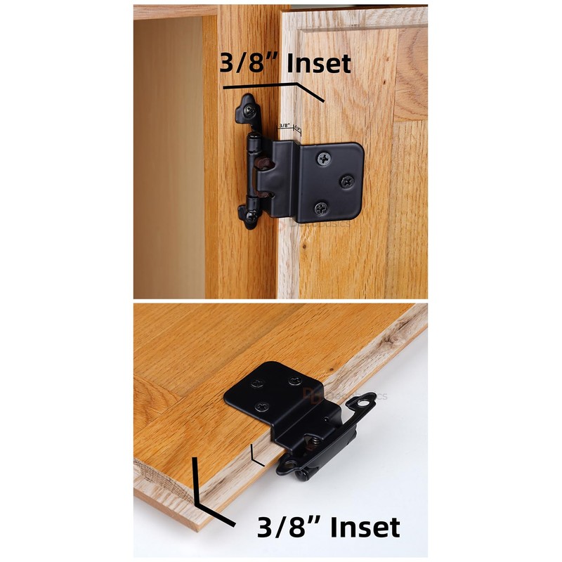 DecoBasics 3/8" Inset Cabinet Hinges Black (25 Pair -50 Pcs)