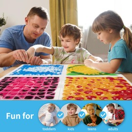 Art3d 11.8”x11.8” Textured Liquid Sensory Flooring Tiles, Interactive Glossy Fusion Play Mats for Kids, Toddler, Teens, Stress Relief & Calming Toys, 6pcs per Set