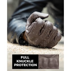 KEMIMOTO Motorradhandschuhe Leder, Lederhandschuhe mit Knöchelprotektor, Touchscreen, Atmungsaktiv Rennhandschuhe Herren Damen, Vollfinger für Motorradfahren, Fahrradfahren