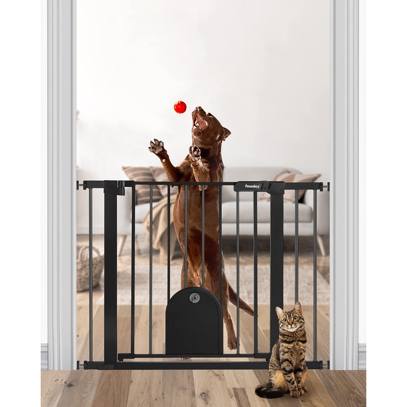 Newnice 40.6"-29.7" Wide Auto Close Baby Gate with Small Cat