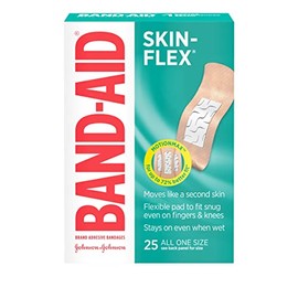 Band-Aid Brand Skin-Flex Adhesive Bandages for First Aid and Wound Care of Minor Cuts and Scrapes & Burns, Flexible Sterile Bandages Great for Fingers, Hands & Knees, All One Size, 25 ct
