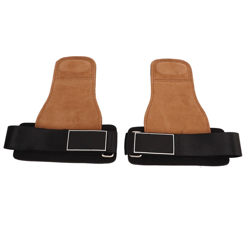 2PCS Weight Lifting Grips with Wrist Straps Cowhide SBR Full