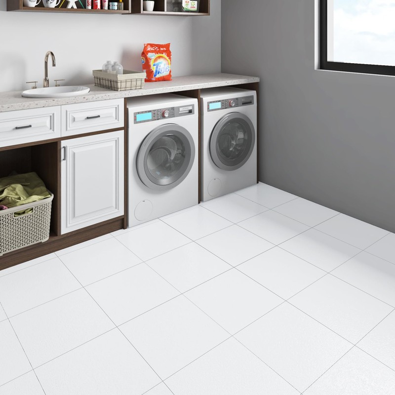 Livelynine White Peel and Stick Floor Tile Waterproof Bathroom Flooring