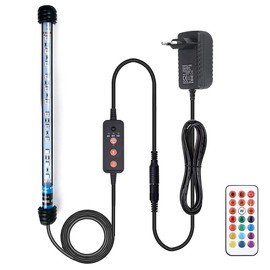 VARMHUS Diving Aquarium Light, Aquarium LED Lighting, The Remote Control Can Adjust 13 Colours and 5 Brightness Levels, 24/7 Automatic Open/Close Cycle and Three-Level Timer (RGB, 18 cm)