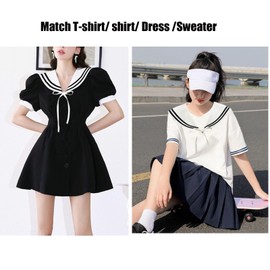 HoosaiyWoo Sailor Collars Scarf for Women Top Fake Collar Necklaces Collar Sailor Costume Shawl wraps Match Sweater Shirt Dress,H White