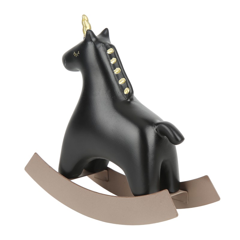 Rocking Horse Statue Black Small 13.5x4.5x14.5cm/5.3x1.8x5.7 Decorative Horse Sculpture Crafts