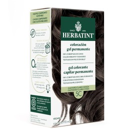 HERBATINT, Coloración Permanente para Cabello en Gel - color CASTAÑO CLARO CENIZO 5C - 170 ml - Sin Amoníaco - 100% Cobertura de Canas - para Pieles Sensibles - con 8 Extractos Naturales BIO
