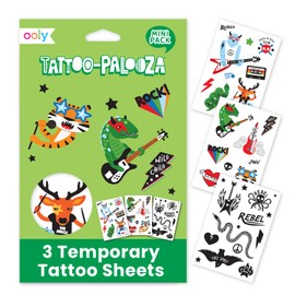 OOLY Tattoo-Palooza Over 50 Safe Non-Toxic Temporary Tattoos for Kids, Fake Tattoos as Party Favors for kids 4-8, Goodie Bag Stuffers for Birthday Party Supplies [I Wanna Rock]