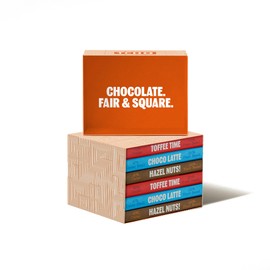 TCHO Organic Milk Chocolate Gift Box – 100% Plant-Based% Vegan - Gourmet Selection of Choco Latte, Hazel Nuts, and Toffee Time - Gluten-Free, Soy-Free, Pure Cacao Bars - 6 Bars