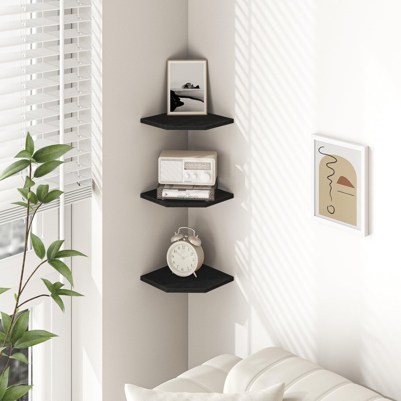 Fun Memories Corner Shelf Wall Mount, Floating Corner Shelves, Set