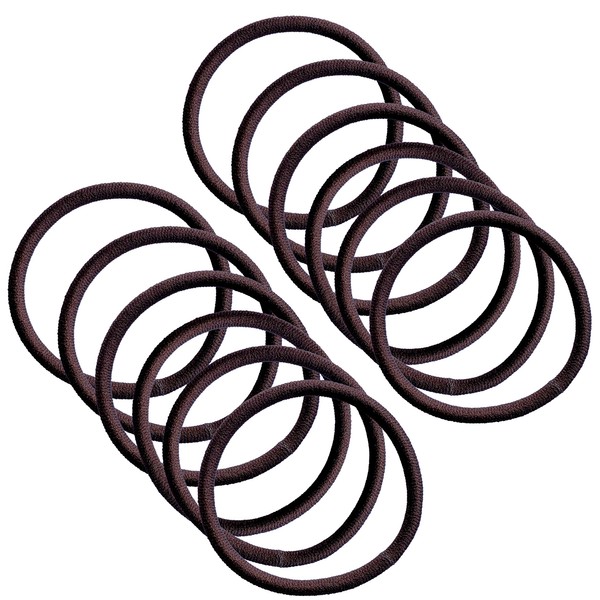 Craft Shop CLAN Japanese Thick Hair Bands, Set of 12, 0.17 inches (4.3 mm), No Knots (12 Brown)