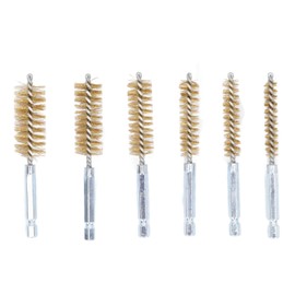 Brass Wire Bore Cleaning Brush Set - 6 Pieces with 1/4in Hex Shank, Drill Compatible (Yellow)