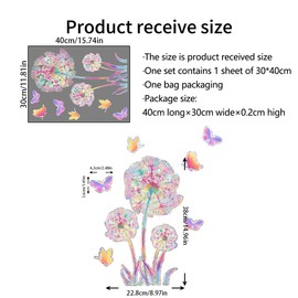 Dandelion Window Stickers Prism Window Sticker Suncatcher Sticker Bird Protection Prism Window Decals Birds Anti Collision Butterfly Sticker Sun Catcher for Window Film Glass Panels
