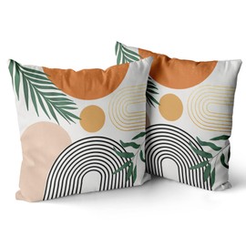 Snycler Boho Pillow Covers 26x26 Set of 2, Bohemian Mid Century Style Farmhouse Decorations Throw Pillow Covers Abstract Beige Art Outdoors Decorative Cushion Case for Couch Sofa Home