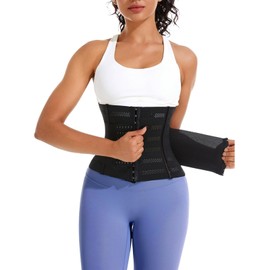 Yixinly Slimming Belt, Waist Trainer, Women's Fitness Waist Trainer, Corset, Women's Tummy Control Waist Trainer, Waist Shaper, Abdominal Belt for Men and Women, Black, black