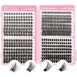 Azenlo Cluster Lashes Eyelash Clusters 07D+50D+40D+80D Lash Clusters Wispy Individual Lashes 496PCS D Curl Lash Extension Natural Lashes Clusters DIY Cluster Eyelash Extensions for Beginners