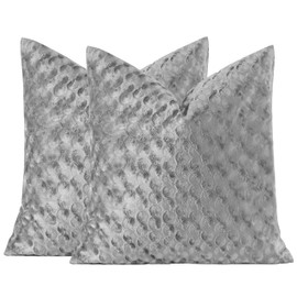 GIGIZAZA Grey 18x18 Pillow Covers Set of 2, Velvet Gray Polka Dot Sofa Accent Throw Pillows Covers for Living Room Modern Cushion Pillows Covers