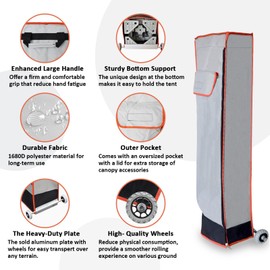 Eurmax USA Heavy Duty Wheeled Roller Bag Pop up Canopy Tent Universal Rolling Storage Bag for 10x20 Canopy Instant Tent (Grey)