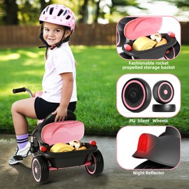 Glaf Tricycle for Toddler 1-3 Bike Kids Tricycle Trike Toddler Bike for 2-4 Year Olds Toys Baby Bike with Adjustable Seat and Storage Basket Birthday Gifts for Toddlers 1+ Years Old Boys Girl (Pink)