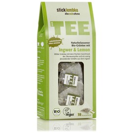 Natural Green Tea Ginger & Lemon 18 x 2 g, Organic
