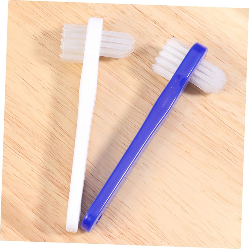 Baluue 4pcs Portable Double- Denture Cleaning Brush Lightweight Ergonomic Design