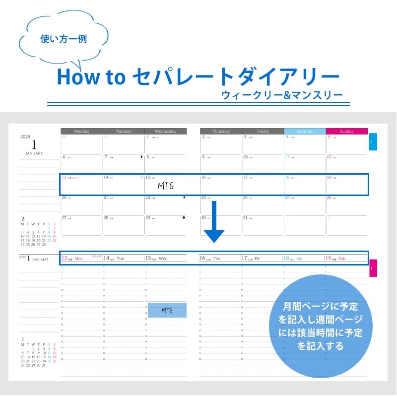 Separate Diary Notebook, Beginning in January, 2025 A5 Weekly &