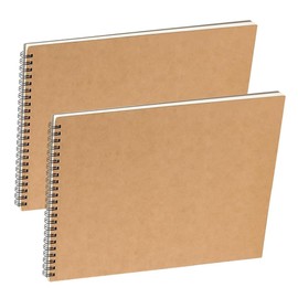 2 Pack A4 Sketchbook, Hardcover Sketch Book Wirebound Sketch Pad Kraft Cover Sketch Drawing Pad Art Book for memos, Painting and Graffiti(Horizontal)